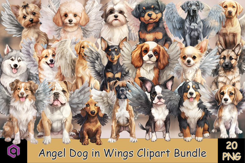 angel-dogs-watercolor-clipart-bundle