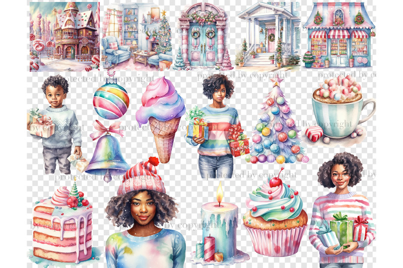 pastel-christmas-clipart-holiday-illustration-bundle