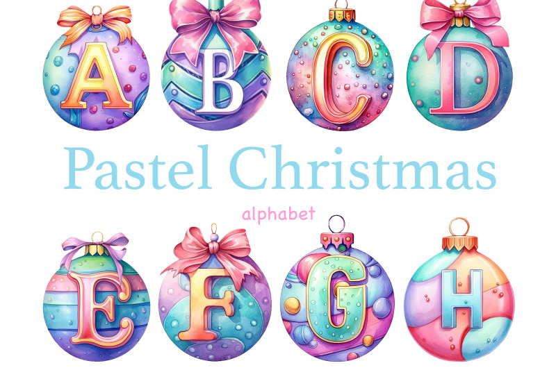 pastel-christmas-alphabet-xmas-clipart-bundle