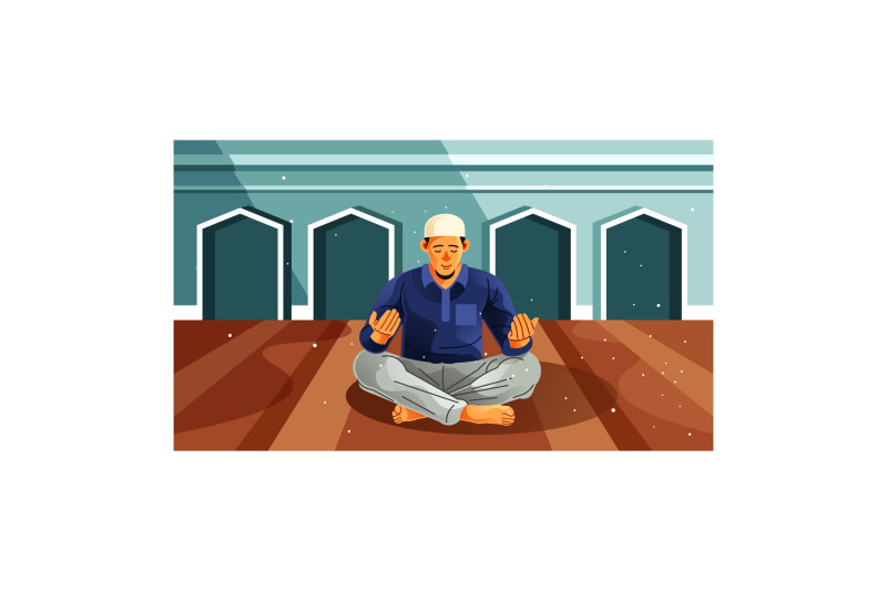 muslim-worshipping-in-the-mosque-illustration