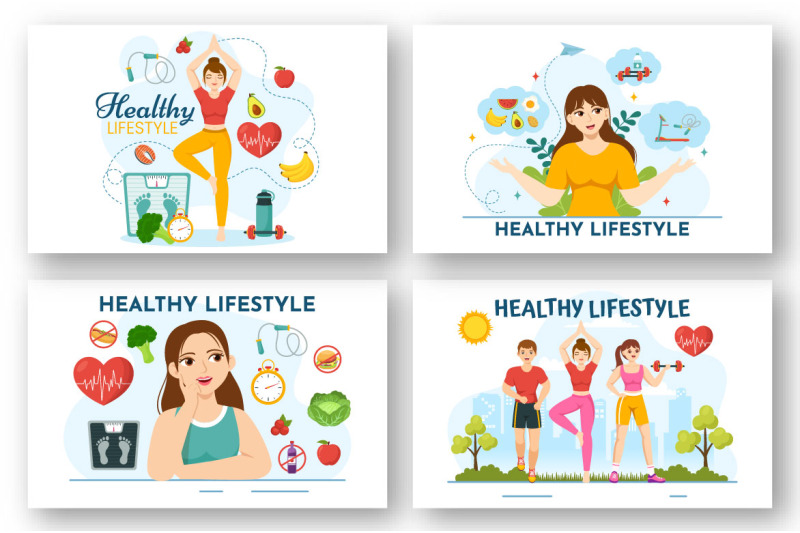 14-healthy-lifestyle-vector-illustration