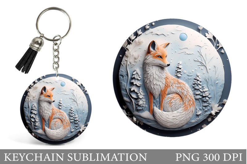 christmas-fox-round-keychain-winter-fox-keychain-design