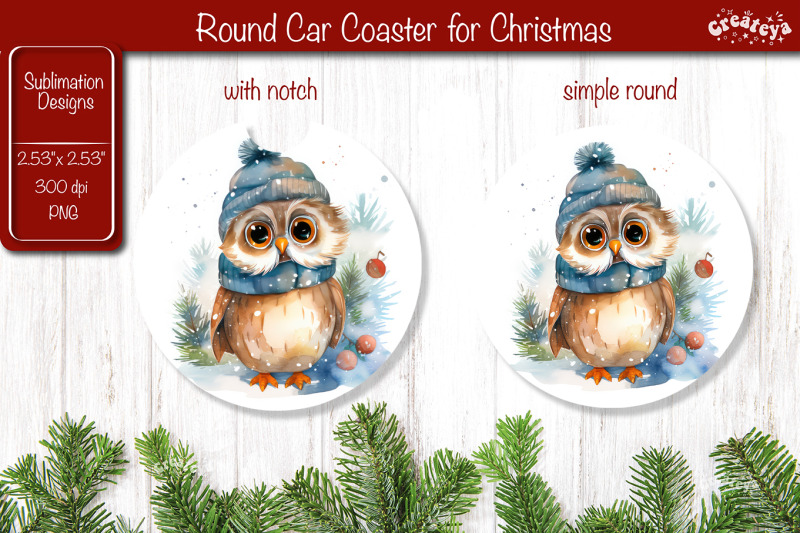 car-coaster-coaster-christmas-sublimation-with-cute-christmas-owl-png