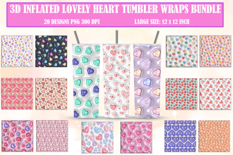 3d-inflated-bubble-lovely-heart-tumbler-wraps-bundle