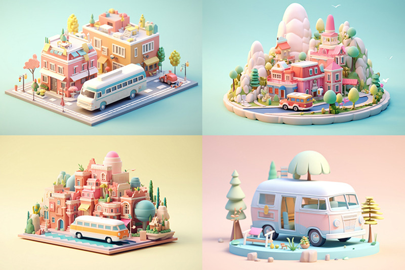tiny-cute-isometric-travel-soft-pastel-colors-3d-icon