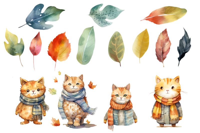 autumn-cat-in-scarf-fall-sublimation-png