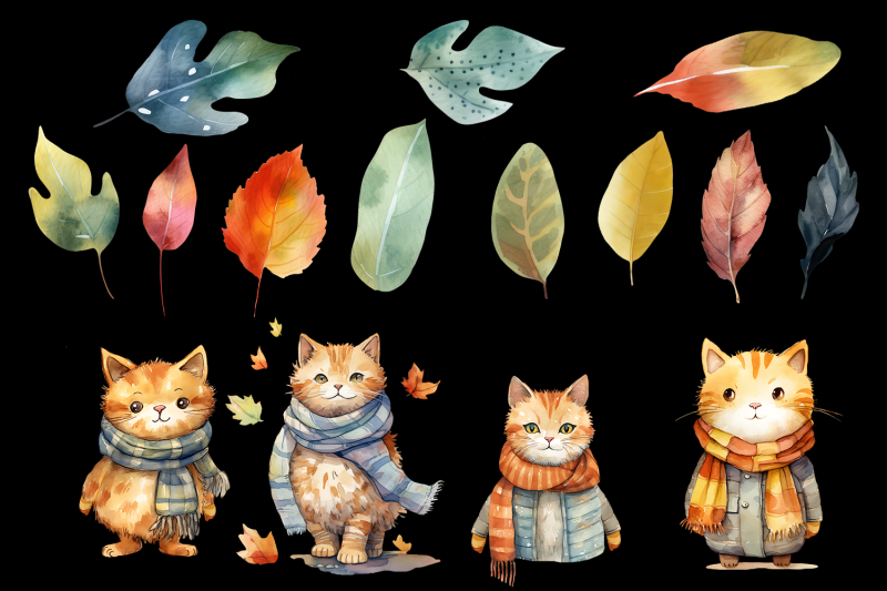 autumn-cat-in-scarf-fall-sublimation-png