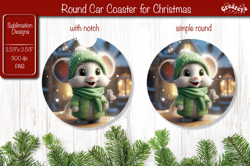 christmas-car-coaster-sublimation-round-coaster-sublimation-design-christmas-animal-baby-animals-png