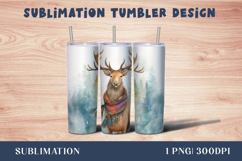 watercolor-cute-deer-tumbler-wrap-20-oz