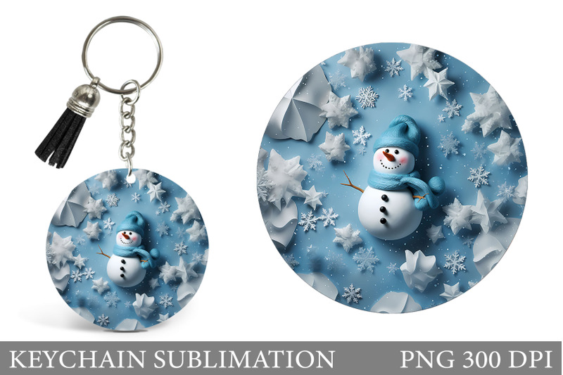 snowman-round-keychain-winter-keychain-design