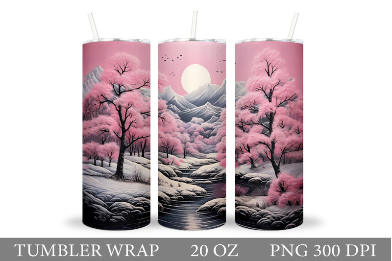 winter-landscape-tumbler-winter-tumbler-wrap-design