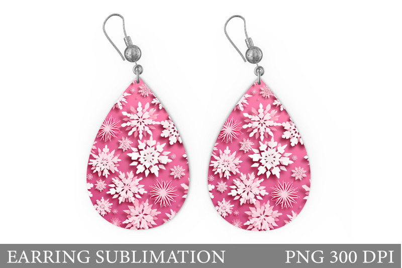 snowflakes-earring-sublimation-winter-teardrop-earring