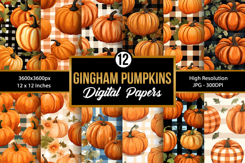gingham-pumpkins-digital-paper-patterns