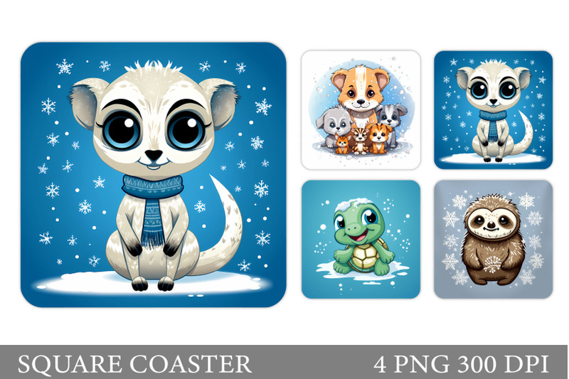 winter-animals-square-coaster-animals-coaster-sublimation