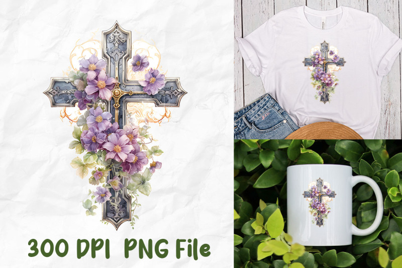 jesus-retro-wild-flowers-medieval-cross