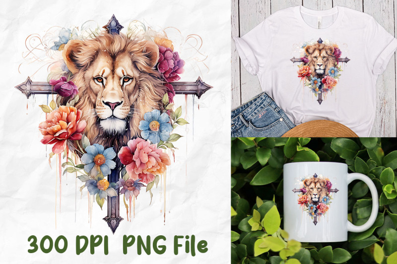 jesus-wild-flowers-lion-christian-cross