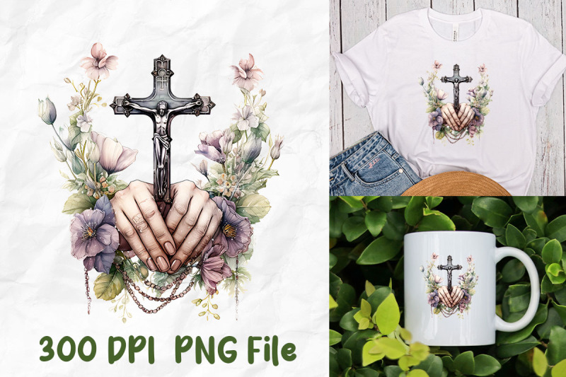 jesus-wild-flowers-praying-hands-cross