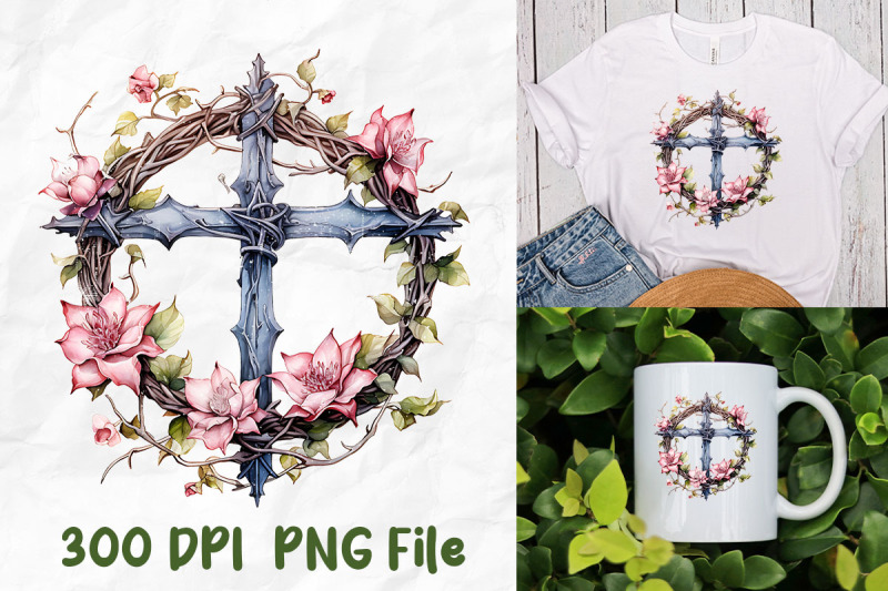 jesus-wild-flowers-cross-crown-of-thorns