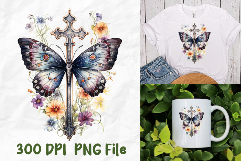 jesus-wild-flower-gothic-cross-butterfly