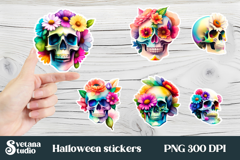 halloween-stickers-pack-printable-skull-flower-stickers