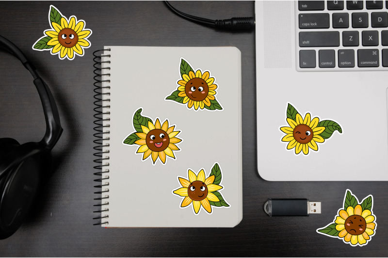 sunflowers-kawaii-printable-stickers-cricut-design