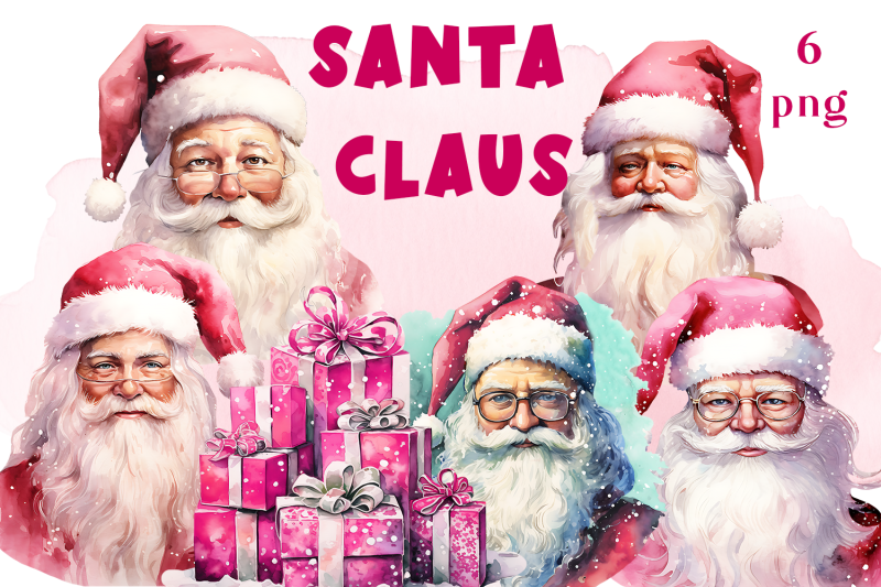 pink-christmas-clipart-santa-claus-sublimation