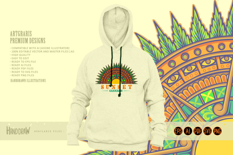 psychedelic-aztec-themed-cannabis-mandala