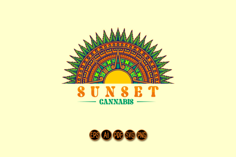 psychedelic-aztec-themed-cannabis-mandala