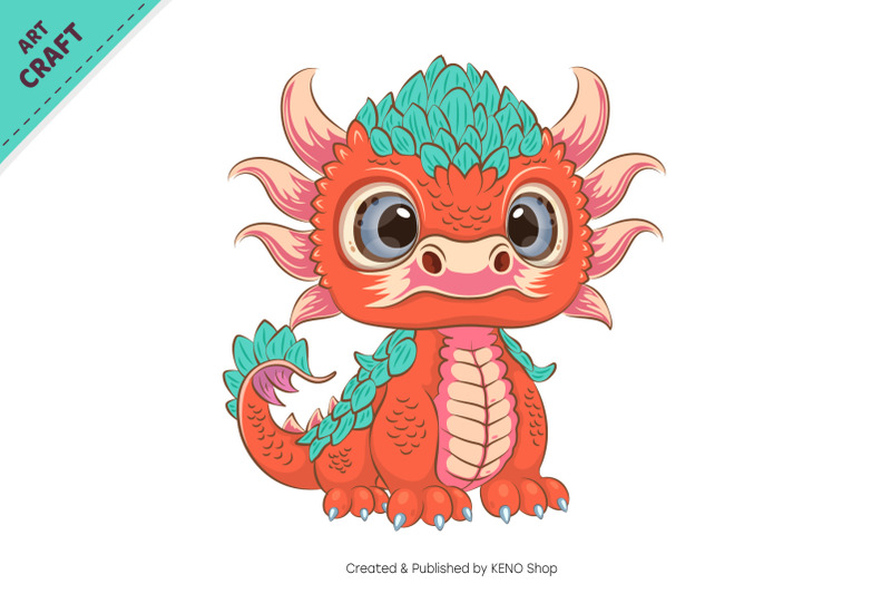 cartoon-orange-dragon-fantasy-clipart