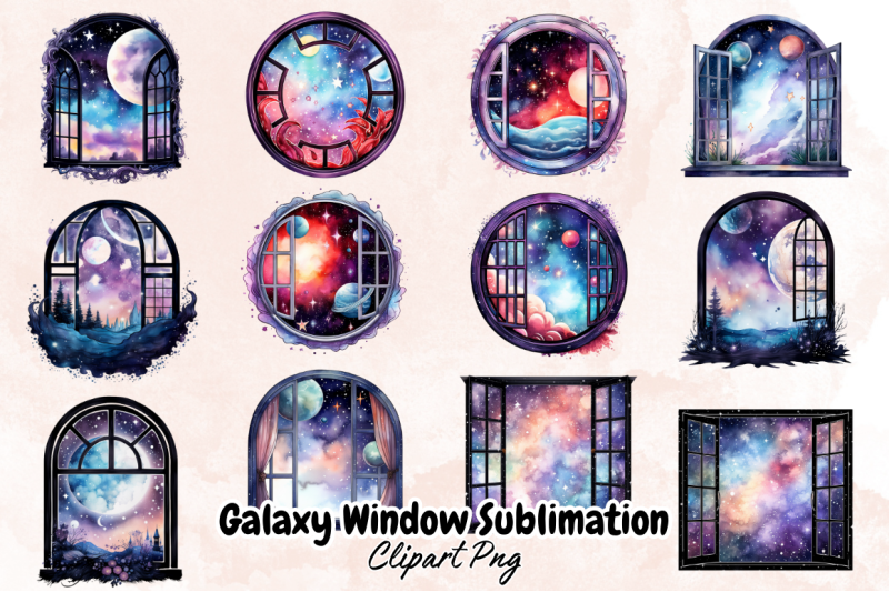 galaxy-window-sublimation-clipart-bundle