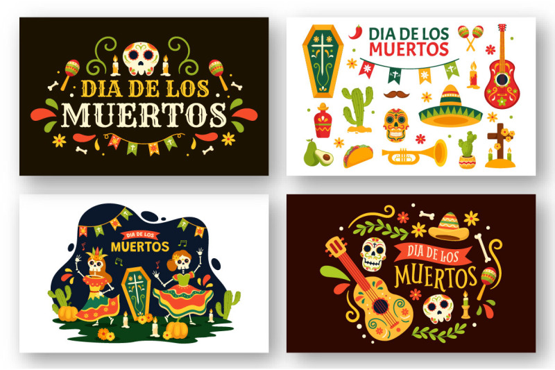 13-dia-de-muertos-vector-illustration