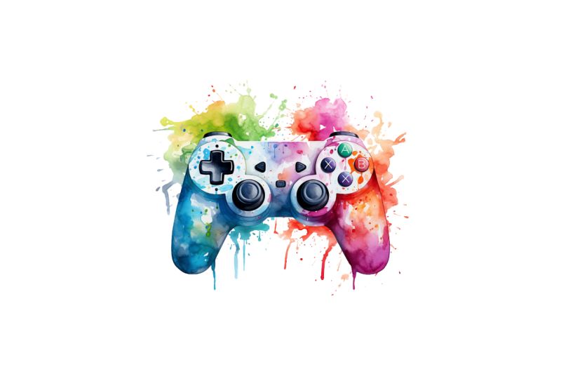 retro-melting-gamepad-watercolor-clipart