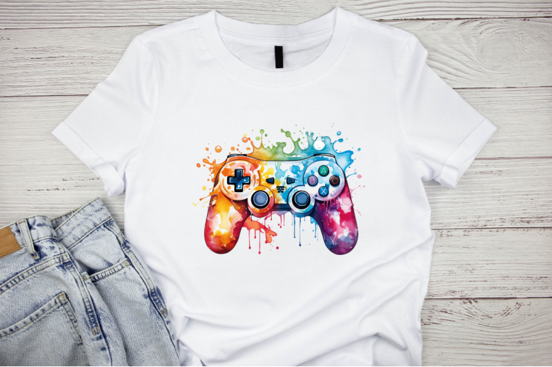 retro-melting-gamepad-watercolor-clipart