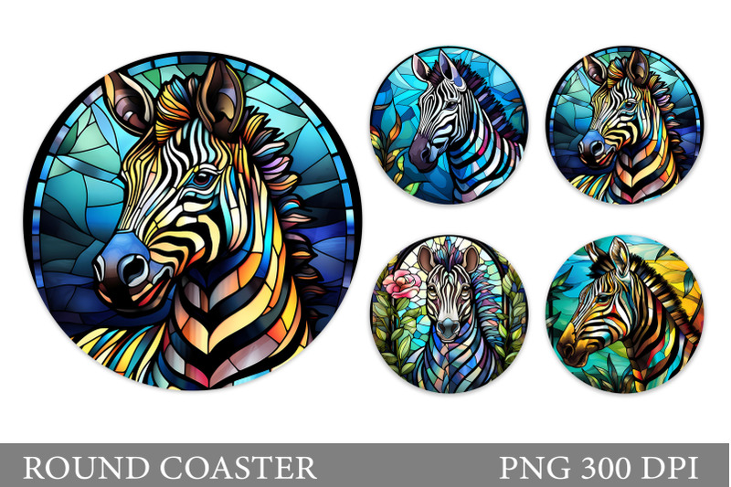 stained-glass-zebra-coaster-zebra-round-coaster-sublimation