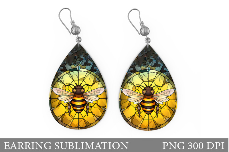 stained-glass-bee-earring-bee-teardrop-earring-design