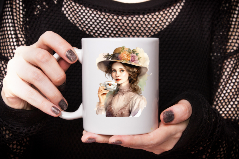 victorian-family-drinking-tea-watercolor