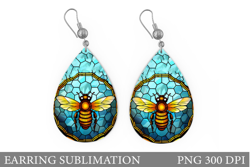 bee-teardrop-earring-stained-glass-bee-earring-design