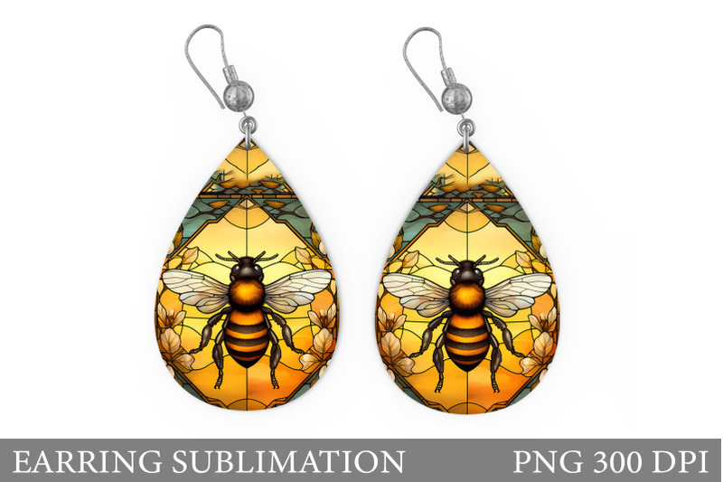 stained-glass-bee-earring-design-bee-earring-sublimation