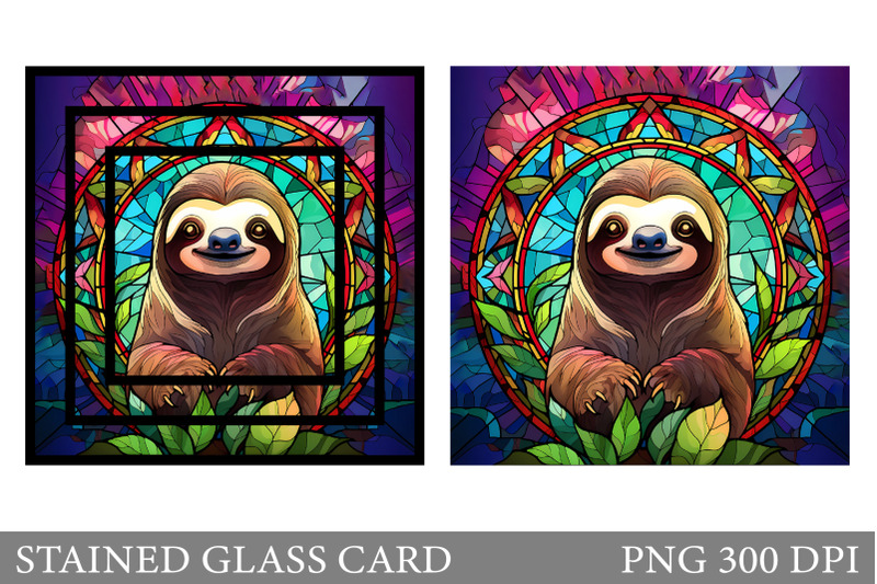stained-glass-sloth-card-sloth-stained-glass-card-design