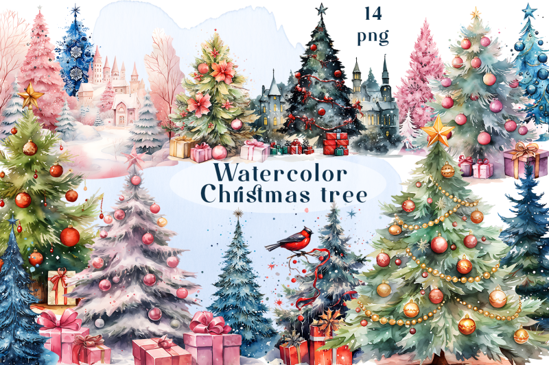 watercolor-christmas-tree-presents-sublimation-clipart