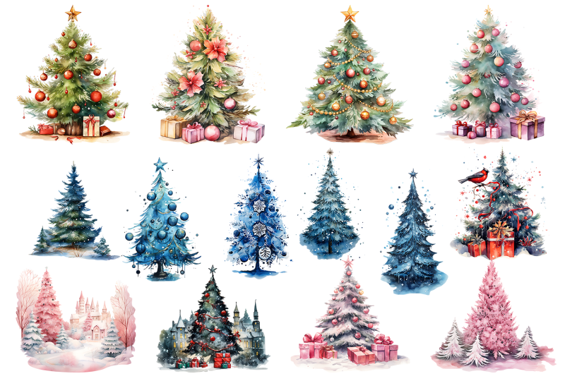 watercolor-christmas-tree-presents-sublimation-clipart
