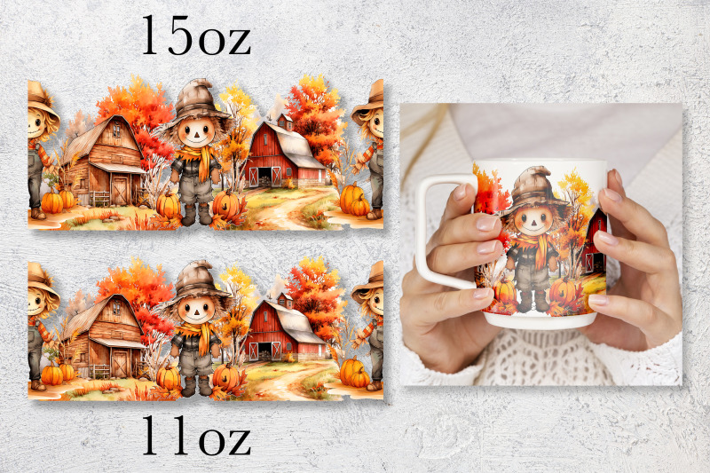 fall-mug-wrap-design-scarecrow-mug-sublimation-png