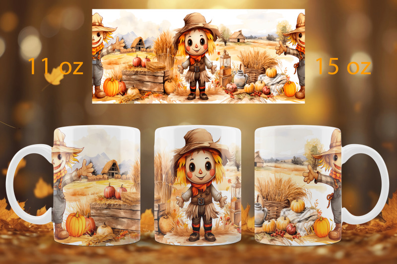 fall-mug-wrap-design-scarecrow-mug-sublimation-png