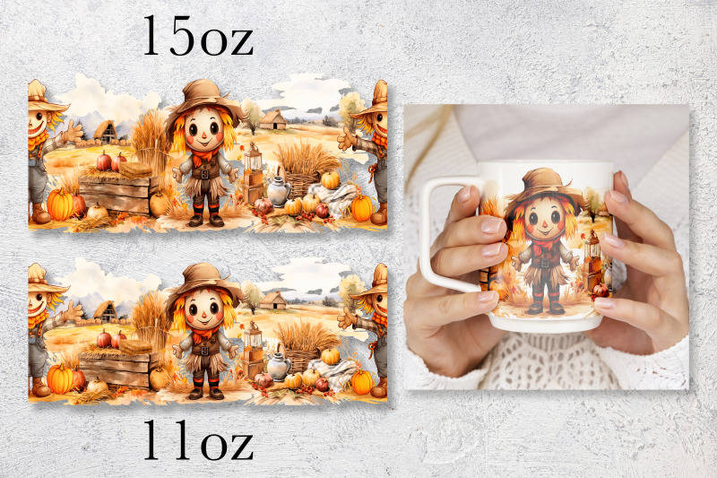 fall-mug-wrap-design-scarecrow-mug-sublimation-png