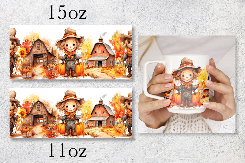 fall-mug-wrap-design-scarecrow-mug-sublimation-png