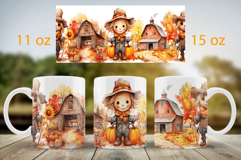 fall-mug-wrap-design-scarecrow-mug-sublimation-png