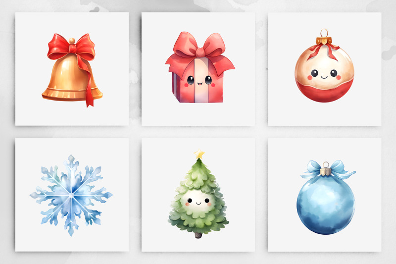 25-kawaii-christmas-watercolor-clipart-trees-ornaments