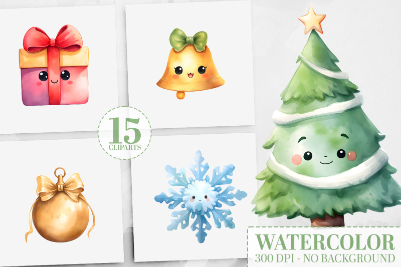 25-kawaii-christmas-watercolor-clipart-trees-ornaments