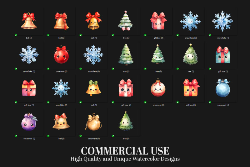 25-kawaii-christmas-watercolor-clipart-trees-ornaments