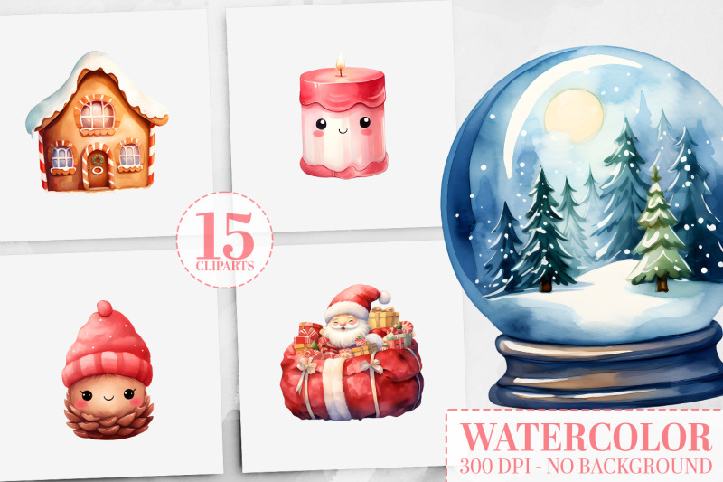 27-kawaii-christmas-clipart-bundle-snowglobe-candle-stars